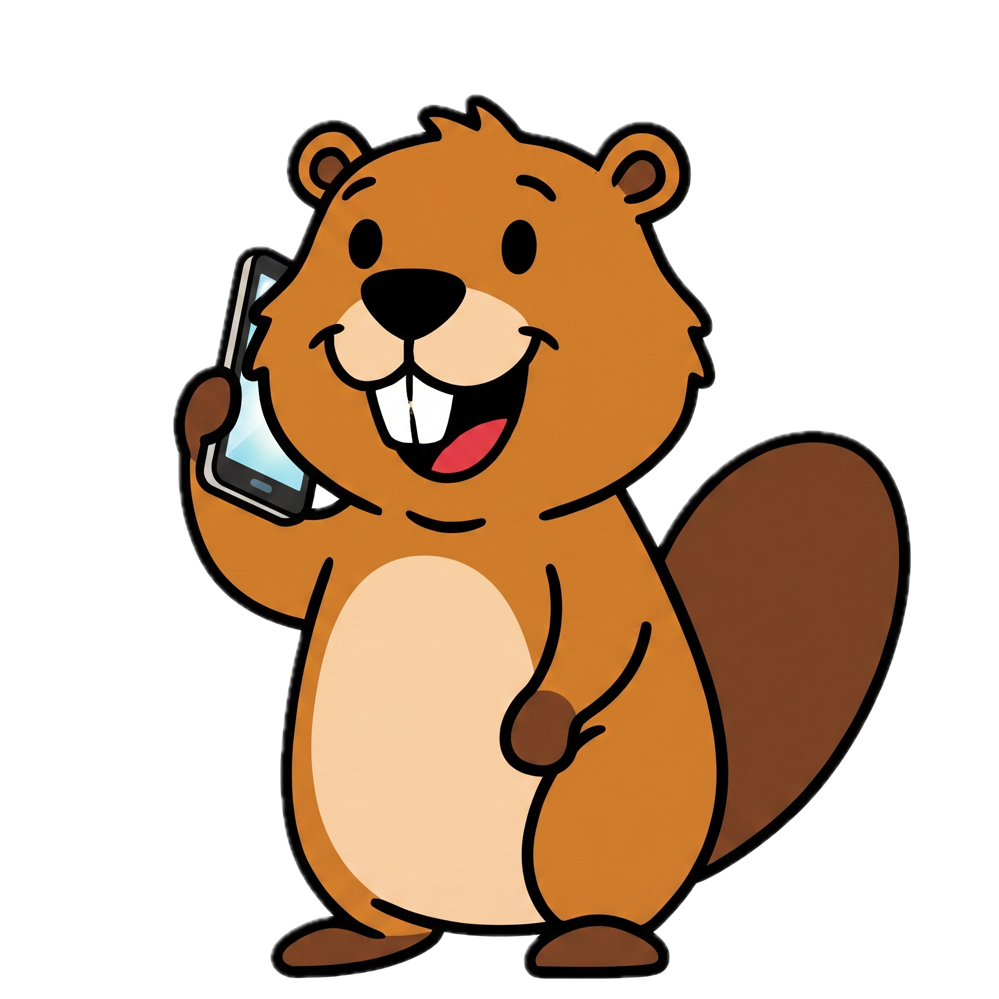 Mascota de Brebas Ecuador con celular